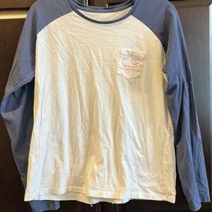 Vineyard Vines Navy and White Raglan Tee